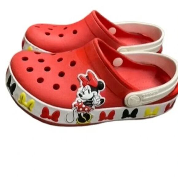 Disney Parks Minnie Mouse Girls Crocs Red Size 10 EUC - Picture 1 of 8